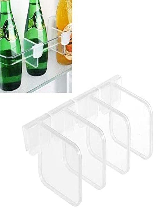 Orrda Refrigerator Internal Drawer Shelf | Plastic Adjustable Refrigerator Storage Pantry Grid Dividers Separator Dividing Clips Bottle Food Packets Orgainzer (Pack of 4_White) - Image 1